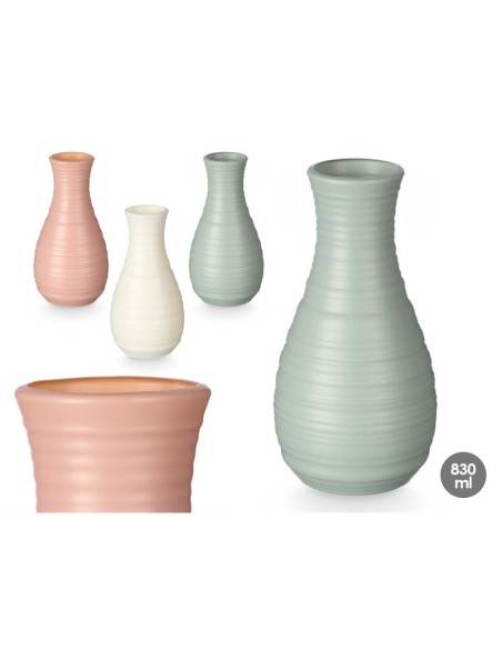 JARRON ABOMBADO RAYAS PLASTICO SURT 3 COL 20CM