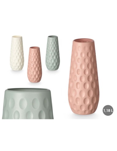 JARRON CONICO PUNTOS PLASTICO SURT 3 COL 23CM