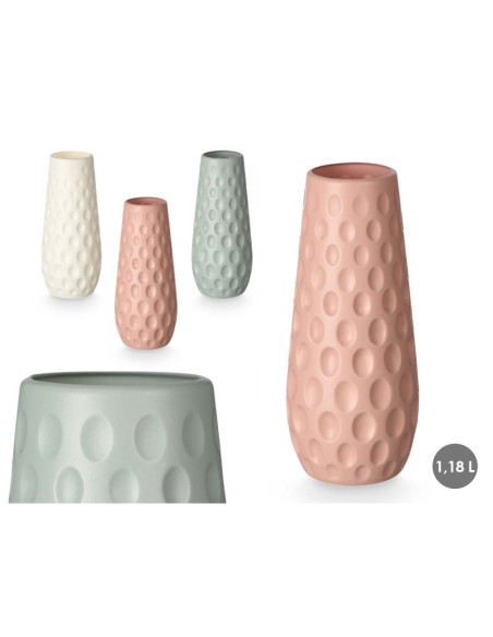 JARRON CONICO PUNTOS PLASTICO SURT 3 COL 23CM