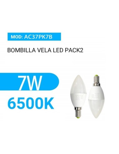 BOMBILLA LED C37 PACK2 7W E14 670LM 6500K LUZ FRIA