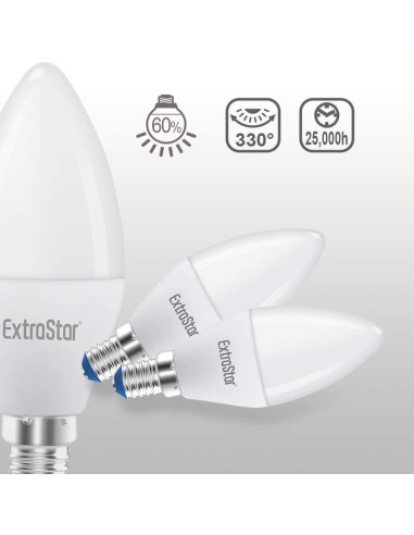 BOMBILLA LED C37 PACK2 8W E14 760LM 6500K LUZ FRIA