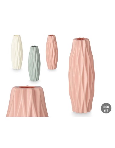 JARRON OVALADO RELIEVE PLASTICO  SURT 3 COL 21CM