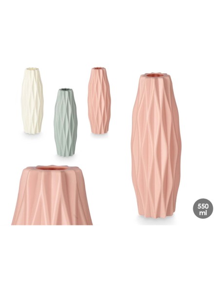 JARRON OVALADO RELIEVE PLASTICO  SURT 3 COL 21CM