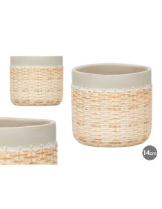 MACETA CEMENTO EFECTO RATAN 14CM GRIS