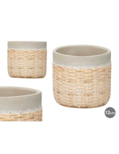 MACETA CEMENTO EFECTO RATAN 12CM GRIS