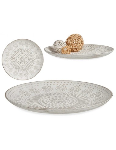 PLATO MADERA DECORACION MANDALA BL 29CM