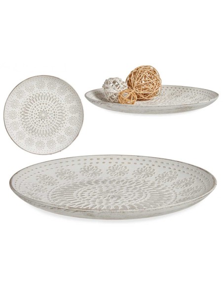 PLATO MADERA DECORACION MANDALA BL 29CM