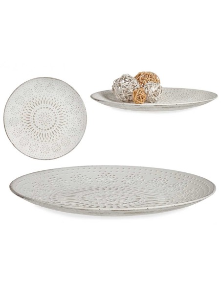 PLATO MADERA DECORACION MANDALA BL 35CM