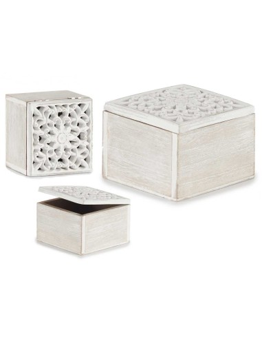 CAJA CALADA MADERA CUADRADA BLANCO
