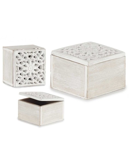 CAJA CALADA MADERA CUADRADA BLANCO