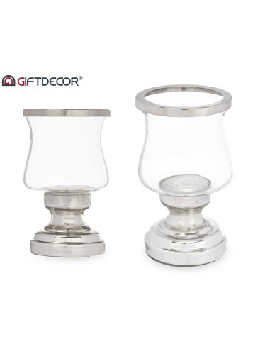 PORTAVELA COPA PLATEADA 11,5x11,5x19 cm.