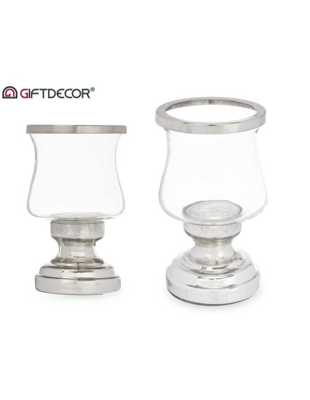 PORTAVELA COPA PLATEADA 11,5x11,5x19 cm.