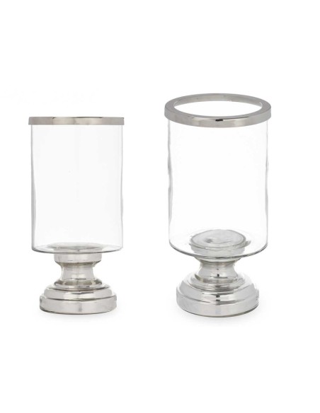 PORTAVELA COPA CILINDRO PLATEADA 12.5 x 12.5 x 25 cm