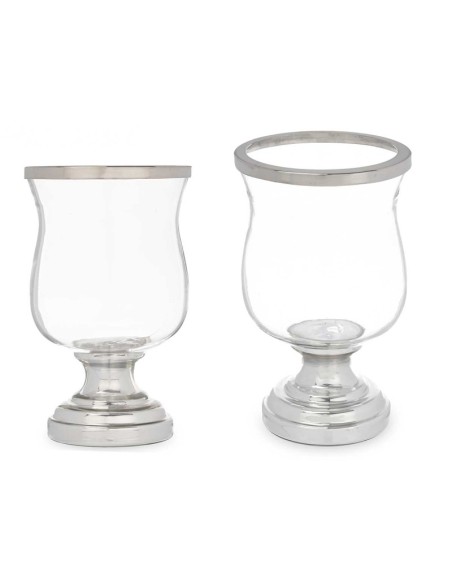 PORTAVELA COPA ABOMBADA PLATEADA 15.5 x 15.5 x 25.5 cm