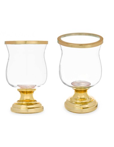 PORTAVELA COPA ABOMBADA DORADA 15.5 x 15.5 x 26 cm