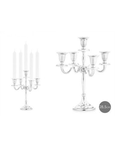 CANDELABRO 5 VELAS PLATEADO 28,5CM