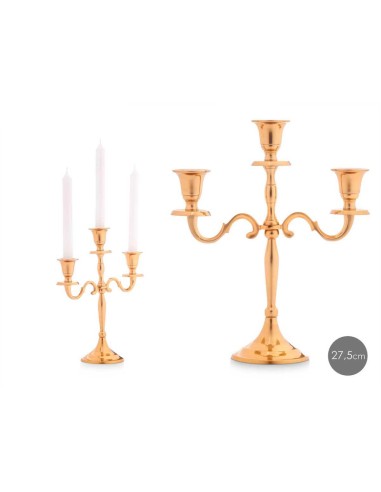 CANDELABRO 3 VELAS DORADO 28CM