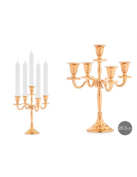 CANDELABRO 5 VELAS DORADO 28,5CM