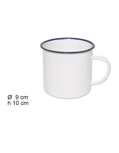 TAZA 9CM LATON ESMALTADA BLANCA