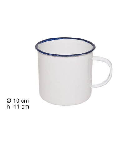 TAZA 10CM LATON ESMALTADA BLANCA