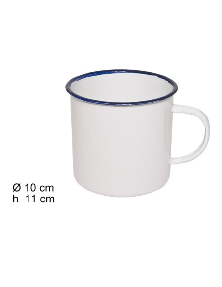 TAZA 10CM LATON ESMALTADA BLANCA