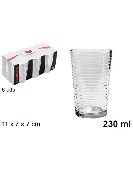 VASO 230ML 11CM 6UND CRISTAL AGUA LISBOA