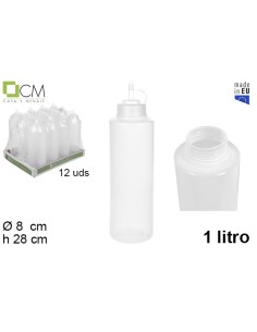 BOTE PLASTICO SALSA BOCA ANCHA TRANSPARENTE 750 ML