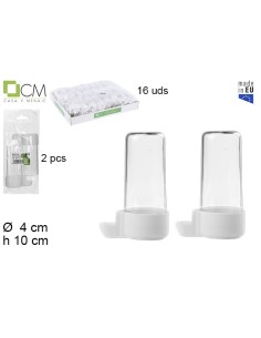 BEBEDERO PAJARO CORTO TRANSP. 2pzs