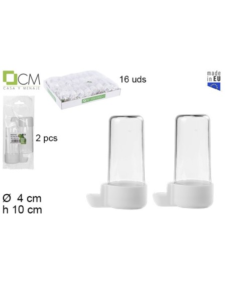 BEBEDERO PAJARO CORTO TRANSP. 2pzs