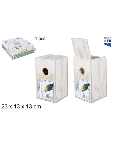 NIDO MADERA PARA PAJAROS PERIQUITO