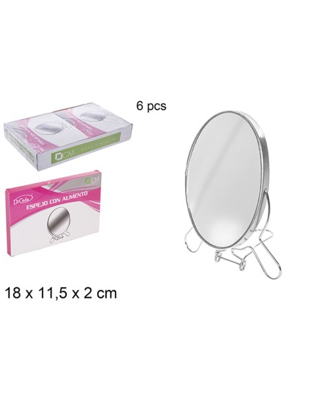 ESPEJO DOBLE CON AUMENTO OVALADO 18 CM