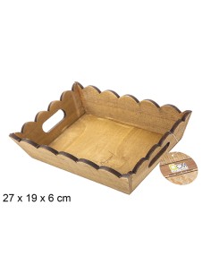 CAJA MADERA ONDULADA RECTANGULAR CAOBA 27X19 CM
