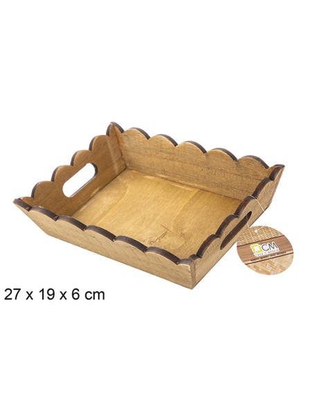 CAJA MADERA ONDULADA RECTANGULAR CAOBA 27X19 CM