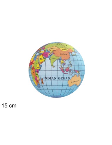 BALÓN HINCHADO DECORADO MAPAMUNDI 15 CM