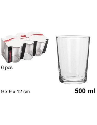 VASO 500ML SIDRA 6UND CRISTAL