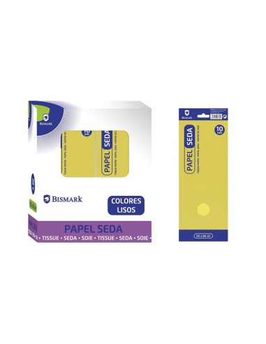 PAPEL SEDA LISO AMARILLO. BOLSA 10 HOJAS