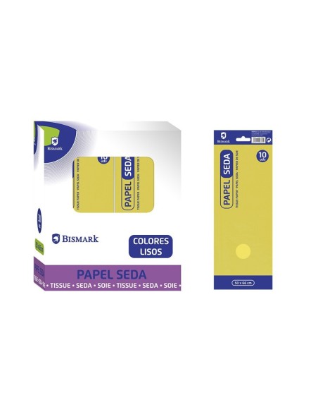 PAPEL SEDA LISO AMARILLO. BOLSA 10 HOJAS