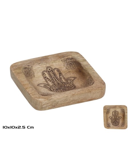 BANDEJA MADERA 10X10X2,5CM HAMSA