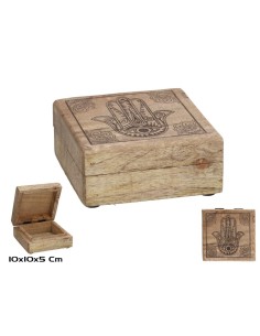 CAJA MADERA HAMSA 10X10X5CM