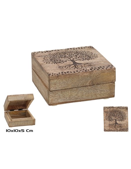 CAJA MADERA ARBOL VIDA 10X10X5CM