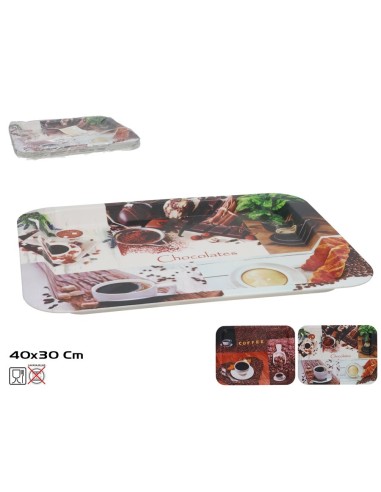 BANDEJA COFFEE DESIGN 40X30CM 2 SURT