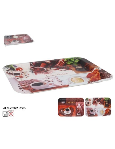BANDEJA COFFEE DESIGN 45X32CM 2 SURT