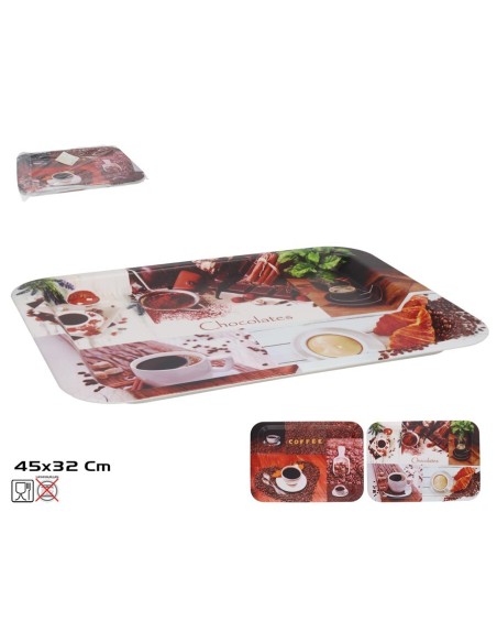 BANDEJA COFFEE DESIGN 45X32CM 2 SURT