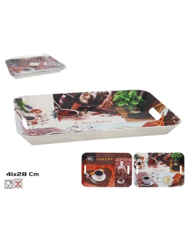 BANDEJA COFFEE DESIGN 41X28CM 2 SURT