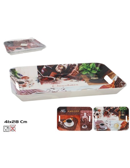 BANDEJA COFFEE DESIGN 41X28CM 2 SURT