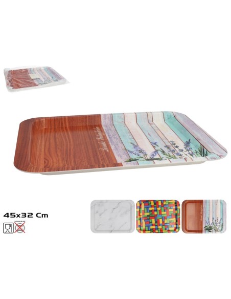 BANDEJA RECTANGULAR ALFRED 45X32CM 3 SURT