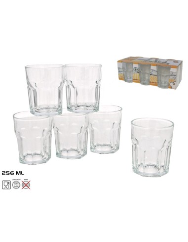 6 VASOS AGUA 256ML CRISTAL LUNA