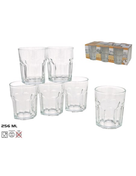 6 VASOS AGUA 256ML CRISTAL LUNA
