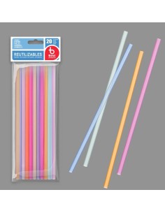 CAÑA REUTILIZABLE S/20 COLORES SURT PP 19.70X0.60CM