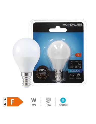 BOMBILLA LED ESFERICA 7W E14 6000K
